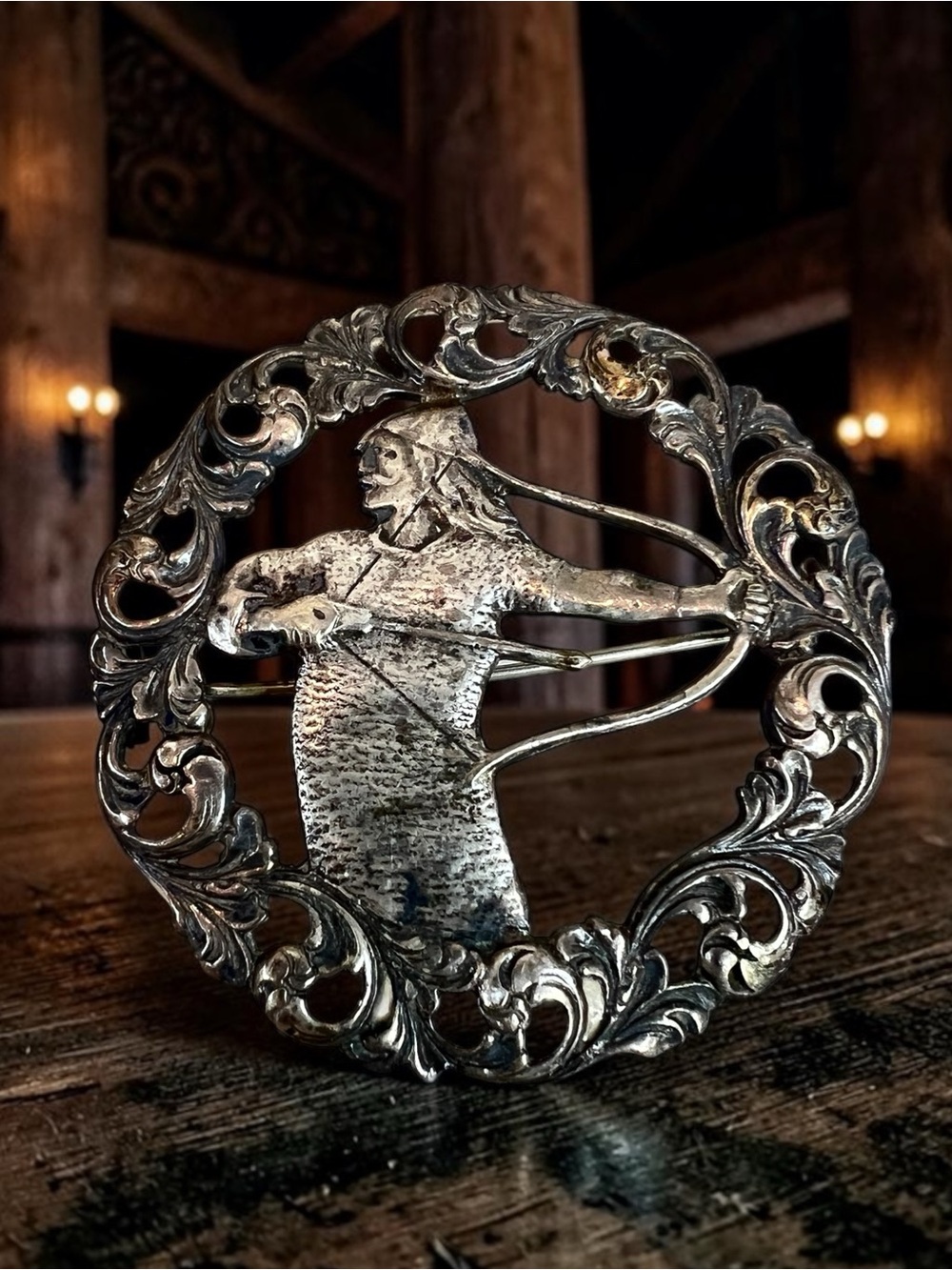 Antique 830 Silver Norwegian Viking Brooch 1850-1900s